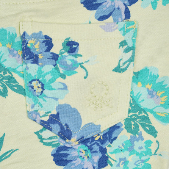Βαμβακερό παντελόνι με floral print, κίτρινο Benetton 268198 3
