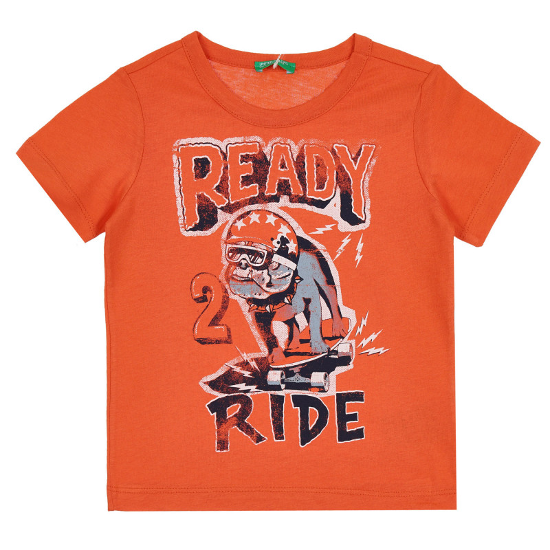 Βαμβακερό μπλουζάκι με γραφική εκτύπωση, πορτοκαλί  268200