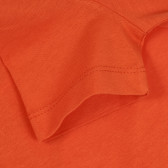Βαμβακερό μπλουζάκι με γραφική εκτύπωση, πορτοκαλί Benetton 268202 3