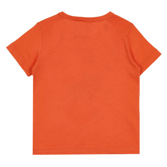 Βαμβακερό μπλουζάκι με γραφική εκτύπωση, πορτοκαλί Benetton 268203 4