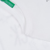 Βαμβακερό μπλουζάκι με γραφική εκτύπωση γατάκι, λευκό Benetton 268206 3