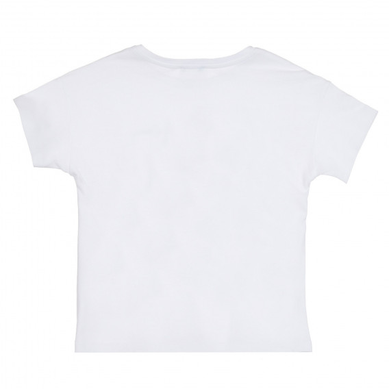Βαμβακερό μπλουζάκι με γραφική εκτύπωση γατάκι, λευκό Benetton 268207 4