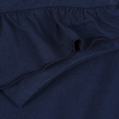 Βαμβακερή μπλούζα με κοντά μανίκια και μπούκλες, σκούρο μπλε Benetton 268247 2