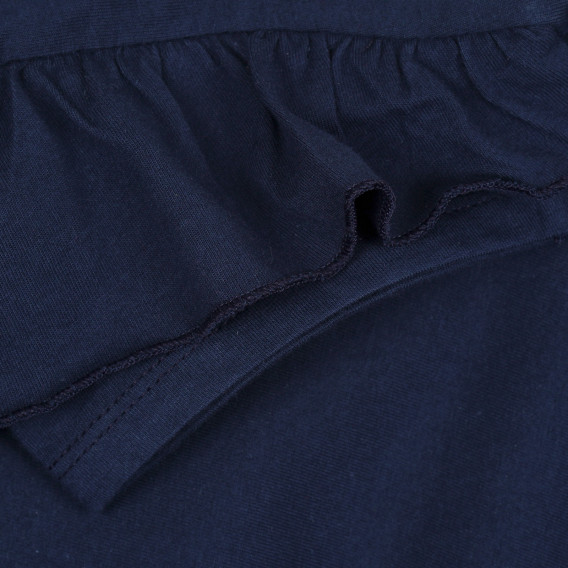 Βαμβακερή μπλούζα με κοντά μανίκια και μπούκλες, σκούρο μπλε Benetton 268247 2