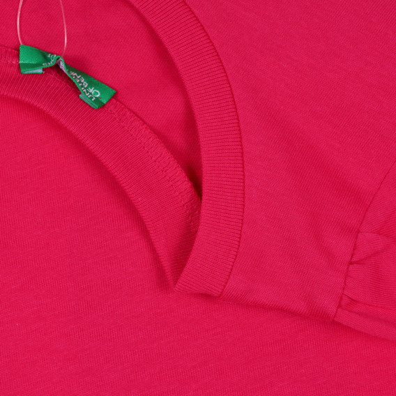 Βαμβακερή μπλούζα με μακριά μανίκια και γραφική εκτύπωση, κόκκινη Benetton 268255 3