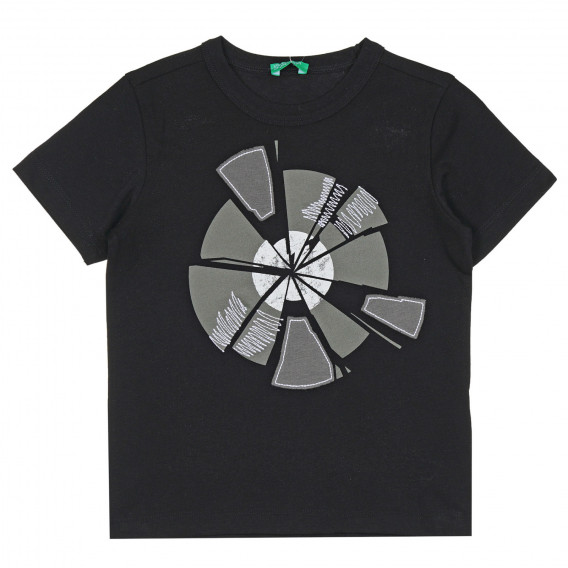 Βαμβακερό μπλουζάκι με γραφική εκτύπωση για μωρό, μαύρο Benetton 268265 