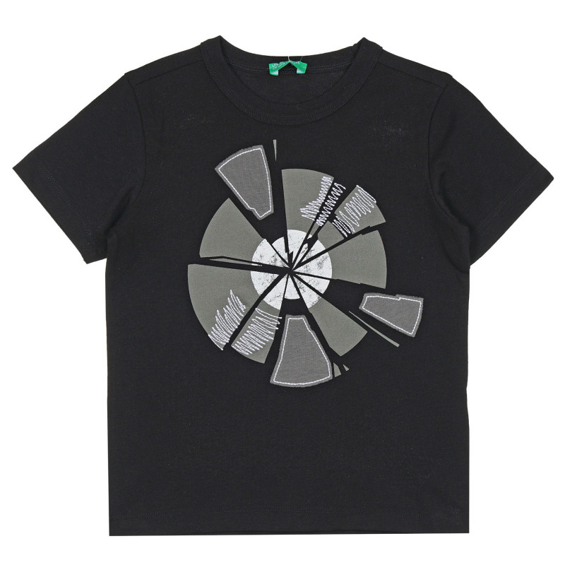 Βαμβακερό μπλουζάκι με γραφική εκτύπωση για μωρό, μαύρο  268265