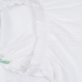 Βαμβακερή μπλούζα με κοντά μανίκια και εκτύπωση γατάκι, λευκή Benetton 268294 3