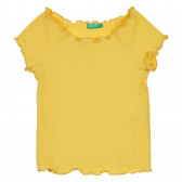 Μπλούζα με κοντά μανίκια και μπούκλες, κίτρινη Benetton 268296 