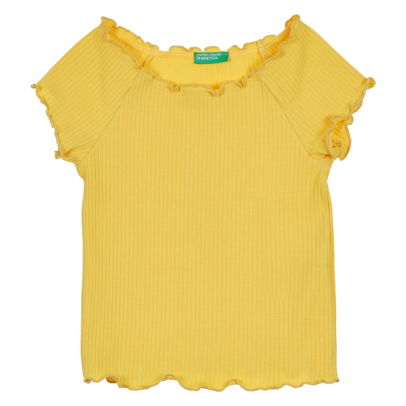Μπλούζα με κοντά μανίκια και μπούκλες, κίτρινη  268296