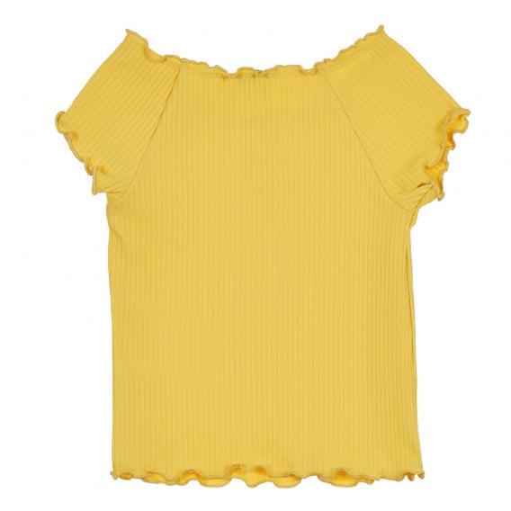 Μπλούζα με κοντά μανίκια και μπούκλες, κίτρινη Benetton 268298 3