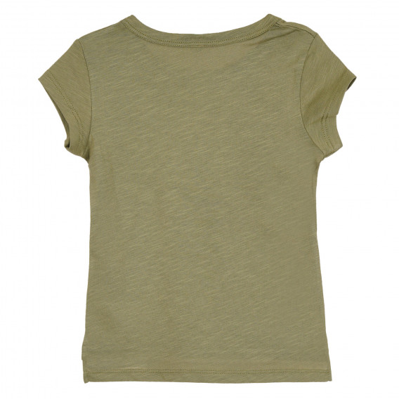 Βαμβακερό μπλουζάκι με εκτυπώσεις και μπροκάρ για μωρά, πράσινο Benetton 268329 4