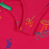 Βαμβακερή ασύμμετρη κορυφή δεξαμενής με καλοκαιρινή εκτύπωση για μωρό, σκούρο ροζ Benetton 268340 3