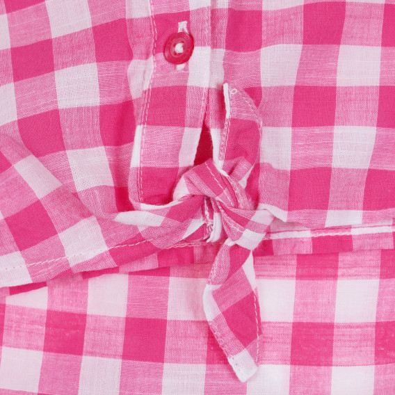 Αμάνικο βαμβακερό πουκάμισο σε ροζ και λευκό καρό Benetton 268363 3