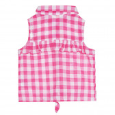 Αμάνικο βαμβακερό πουκάμισο σε ροζ και λευκό καρό Benetton 268364 4