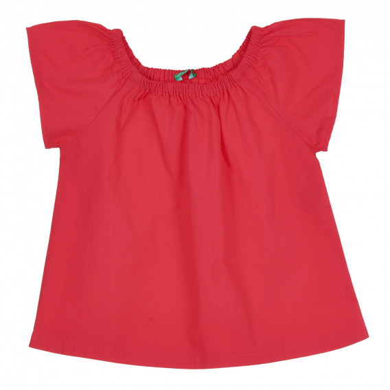 Βαμβακερή μπλούζα με κοντά μανίκια, κόκκινη Benetton 268365 