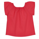 Βαμβακερή μπλούζα με κοντά μανίκια, κόκκινη Benetton 268367 3