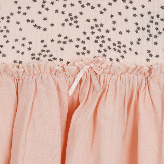 Βαμβακερό φόρεμα με φιγούρα για μωρό, ανοιχτό ροζ Benetton 268369 2