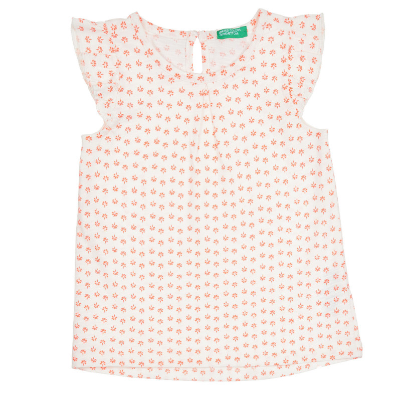 Βαμβακερή μπλούζα με βολάν και πορτοκαλί τόνους για το μωρό, λευκή  268431
