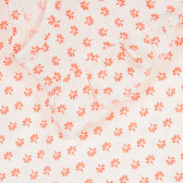 Βαμβακερή μπλούζα με βολάν και πορτοκαλί τόνους για το μωρό, λευκή Benetton 268432 2