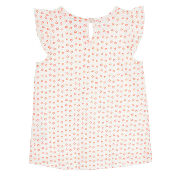 Βαμβακερή μπλούζα με βολάν και πορτοκαλί τόνους για το μωρό, λευκή Benetton 268434 4
