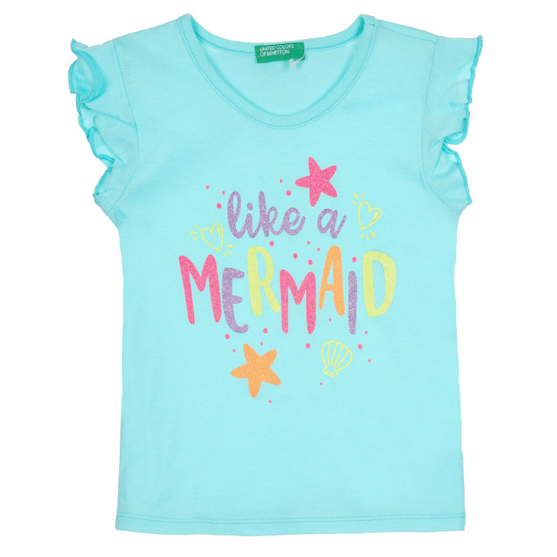 Βαμβακερό μπλουζάκι με μπροκάρ επιγραφή για μωρό, γαλάζιο  268443