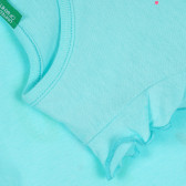 Βαμβακερό μπλουζάκι με μπροκάρ επιγραφή για μωρό, γαλάζιο Benetton 268445 3