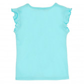 Βαμβακερό μπλουζάκι με μπροκάρ επιγραφή για μωρό, γαλάζιο Benetton 268446 4