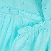 Βαμβακερή μπλούζα με πτωμένα μανίκια, γαλάζιο Benetton 268460 2
