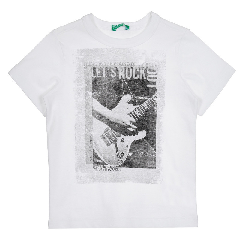 Βαμβακερό μπλουζάκι με γραφική εκτύπωση, λευκό  268463
