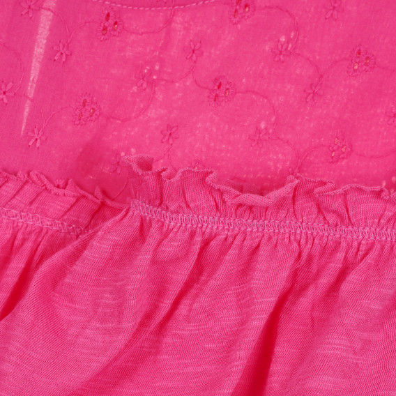 Βαμβακερή μπλούζα με πτωμένα μανίκια, ροζ Benetton 268476 2