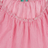 Βαμβακερό φόρεμα με κοντά μανίκια, σε λευκές και ροζ ρίγες Benetton 268500 2