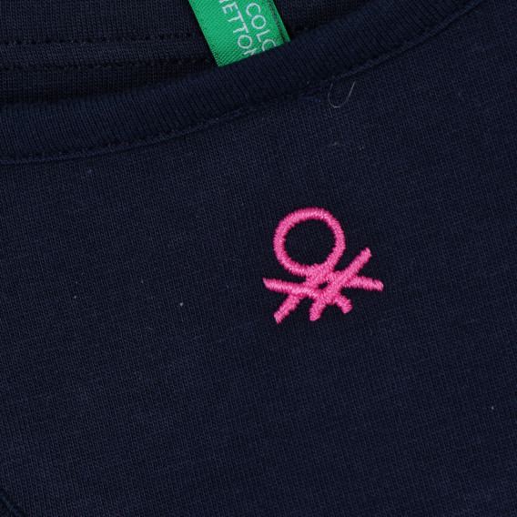 Βαμβακερό τοπ με το λογότυπο της μάρκας, σκούρο μπλε Benetton 268514 2