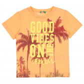 T-shirt με εκτύπωση παλάμης, πορτοκαλί Benetton 268582 