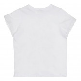 Βαμβακερή μπλούζα με εκτύπωση Happy Friends, λευκή Benetton 268596 4