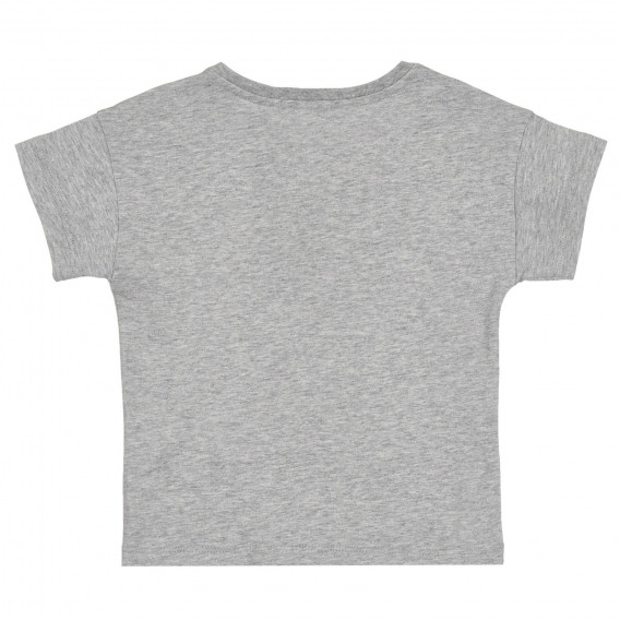 Βαμβακερό μπλουζάκι με γραφική εκτύπωση γατάκι, γκρι Benetton 268632 4