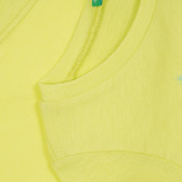Βαμβακερό μπλουζάκι με στάμπα French Bulldog, κίτρινο Benetton 268651 3