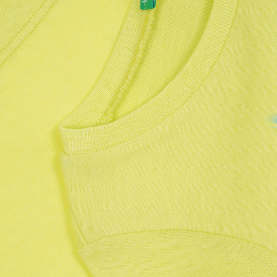 Βαμβακερό μπλουζάκι με στάμπα French Bulldog, κίτρινο Benetton 268651 3