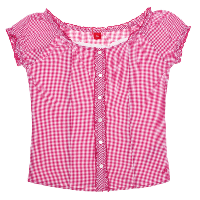 Βαμβακερό πουκάμισο με κοντά μανίκια για ένα κόκκινο κορίτσι  269088