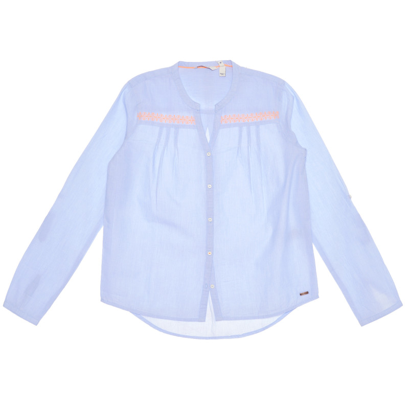 Βαμβακερό πουκάμισο με μακριά μανίκια για μπλε κορίτσι  269200