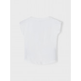 Μπλουζάκι από οργανικό βαμβάκι με τύπωμα και επιγραφές, λευκό Name it 269515 2