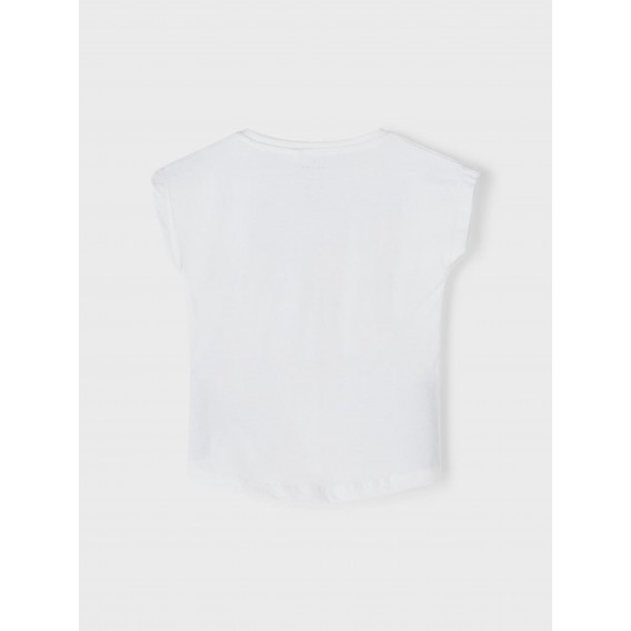 Μπλουζάκι από οργανικό βαμβάκι με τύπωμα και επιγραφές, λευκό Name it 269515 2