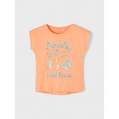 Μπλουζάκι από οργανικό βαμβάκι με τύπωμα φοίνικα, πορτοκαλί Name it 269522 