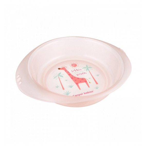 Διαφανές μπολ - καμηλοπάρδαλη, πλαστικό 320 ml, ροζ χρώμα Canpol 269609 