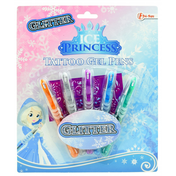 Σετ 5 στυλό τζελ Elsa με πρότυπο τατουάζ Frozen 270066 