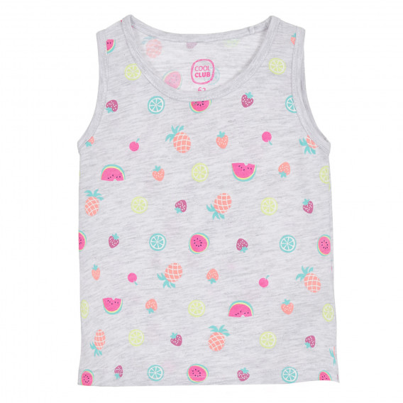 Cool Club μπλουζάκι με χαλαρωτικό καλοκαιρινό τύπωμα για μωρά, γκρι για κορίτσια Cool club 270218 
