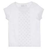 Cool Club βαμβακερό μπλουζάκι με πλεκτή δαντέλα, λευκό για κορίτσια Cool club 270614 