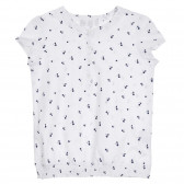 Βαμβακερή μπλούζα με κοντά μανίκια και τύπωμα κεράσι, λευκή Cool club 270626 