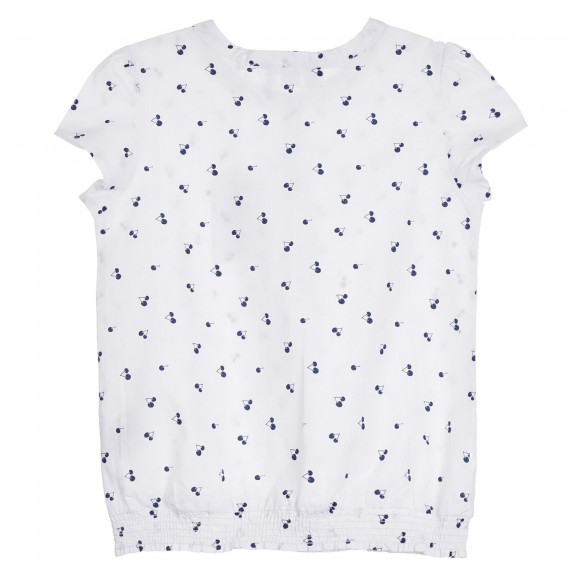Βαμβακερή μπλούζα με κοντά μανίκια και τύπωμα κεράσι, λευκή Cool club 270629 4