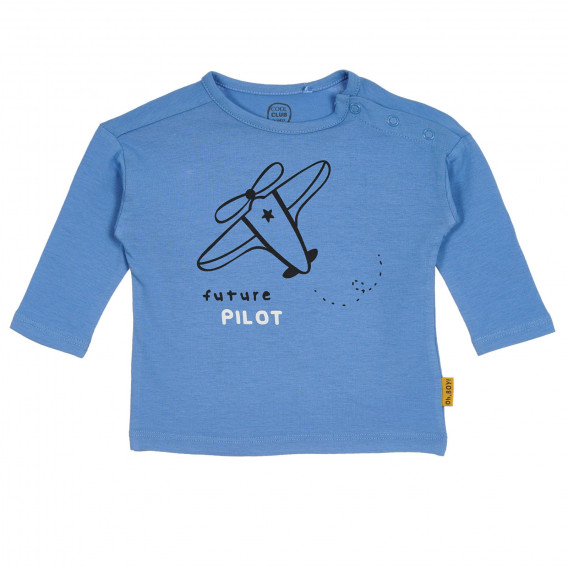 Βαμβακερή μπλούζα με τύπωμα βρεφικού αεροπλάνου, μπλε Cool club 270630 